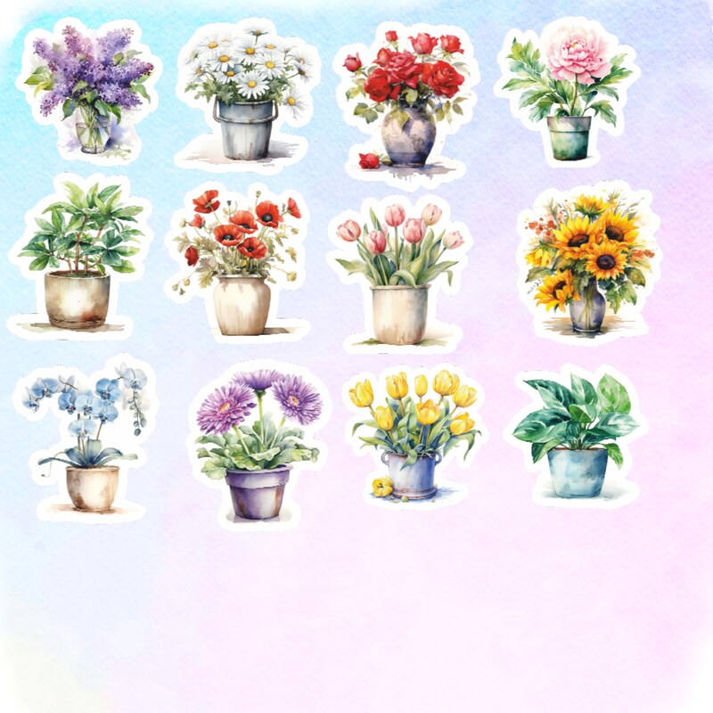 Pots Of Flowers Stickers